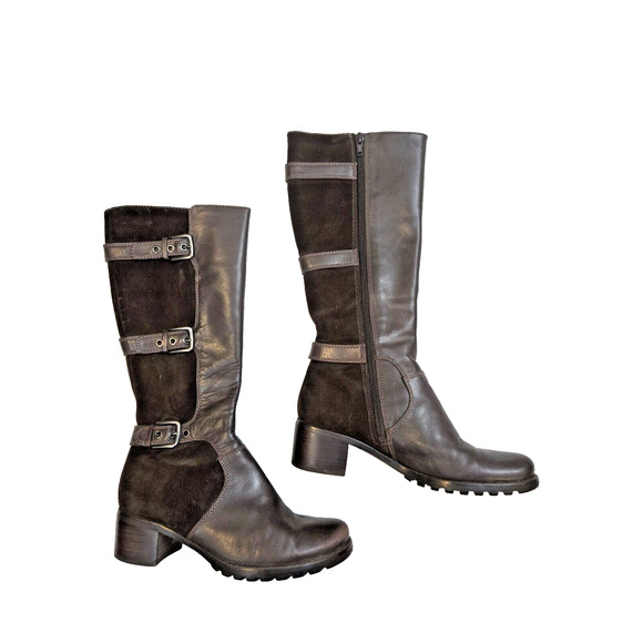 Ecco Women's Esmeralda Tall Moto Boots Size EU 36, US 5/5.5 Brown Leather Suede - Picture 1 of 8